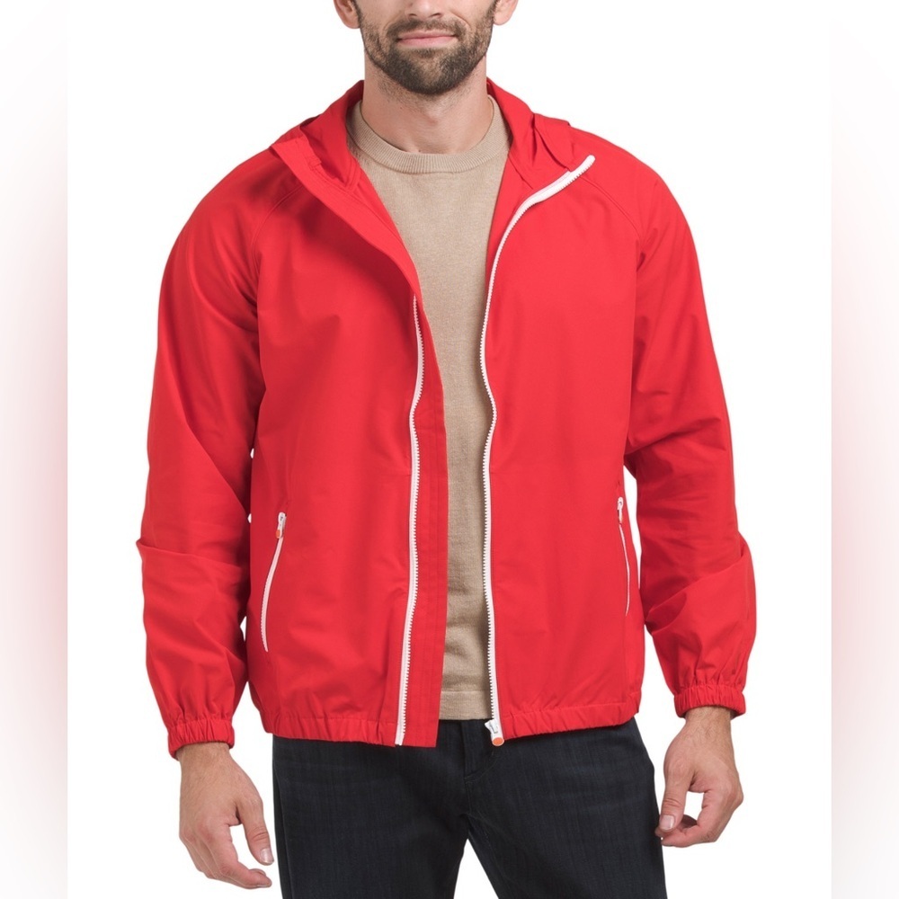 SWIMS Tarifa Red Windbreaker Jacket Men’s Size XL Lightweight Hooded Zip Front